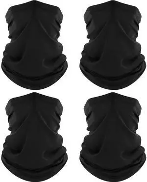 ROXUN 4 Pack Neck Gaiter, Cooling Breathable Face Mask UV Protection Scarf Hiking Bandana for Men/Women 4 Black ROXUN 4 Pack Neck Gaiter, Cooling Breathable Face Mask UV Protection Scarf Hiking Bandana for Men/Women 4 Black