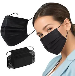 Borje Disposable Face Mask, 100 PCS Black Masks, 3 Ply Protection Face Masks Borje Disposable Face Mask, 100 PCS Black Masks, 3 Ply Protection Face Masks