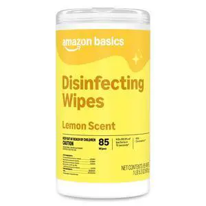 Amazon Basics Disinfecting Wipes, Lemon Scent, Thick All Purpose Cleaning Wipes, Sanitizes/Cleans/Disinfects/Deodorizes, 85 Count Amazon Basics Disinfecting Wipes, Lemon Scent, Thick All Purpose Cleaning Wipes, Sanitizes/Cleans/Disinfects/Deodorizes, 85 Count