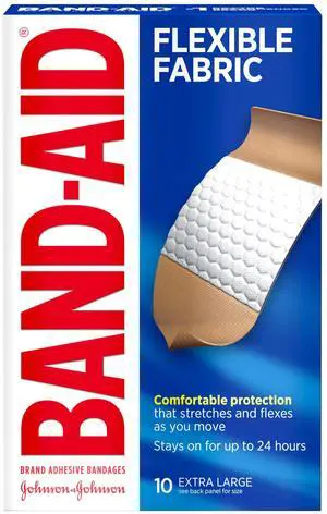 BAND-AID Brand Sterile Flexible Fabric Adhesive Bandages, Comfortable Flexible Protection & Wound Care for Minor Cuts & Scrapes, Designed to Cushion Painful Wounds, Extra Large Size BAND-AID Brand Sterile Flexible Fabric Adhesive Bandages, Comfortable Flexible Protection & Wound Care for Minor Cuts & Scrapes, Designed to Cushion Painful Wounds, Extra Large Size