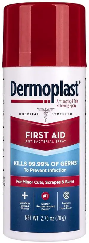 Dermoplast First Aid Spray, Analgesic & Antiseptic Spray for Wounds, Minor Cuts, Scrapes and Burns, Wound Care, 2.75 Ounce (Packaging May Vary) Dermoplast First Aid Spray, Analgesic & Antiseptic Spray for Wounds, Minor Cuts, Scrapes and Burns, Wound Care, 2.75 Ounce (Packaging May Vary)