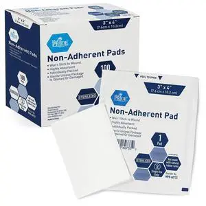 MED PRIDE Sterile Non Stick Pads for Wound Care and Wounds, Highly Absorbent, Painless Removal, Individually Wrapped (3x4 Inch (Pack of 100)) MED PRIDE Sterile Non Stick Pads for Wound Care and Wounds, Highly Absorbent, Painless Removal, Individually Wrapped (3x4 Inch (Pack of 100))