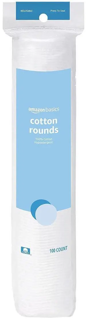 Amazon Basics Hypoallergenic Cotton Rounds for Makeup Removal and Skincare, 100 Count, 1 Pack Amazon Basics Hypoallergenic Cotton Rounds for Makeup Removal and Skincare, 100 Count, 1 Pack