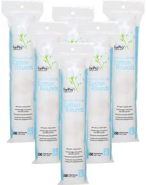 ForPro Professional Collection ForPro Premium Stitched Cotton Rounds, 100% Pure Cotton Pads for Removing Makeup, Nail Polish, and Cleansing Face, Pack of 6, Counts 600 ForPro Professional Collection ForPro Premium Stitched Cotton Rounds, 100% Pure Cotton Pads for Removing Makeup, Nail Polish, and Cleansing Face, Pack of 6, Counts 600