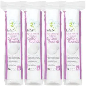 ForPro Pure & Natural Stitched Cotton Rounds for Face (400-Count), 100% Pure Cotton Makeup Remover Pads, Hypoallergenic, Lint-Free, Vegan & Cruelty-Free, Pack of 4-100 Cotton Pads ForPro Pure & Natural Stitched Cotton Rounds for Face (400-Count), 100% Pure Cotton Makeup Remover Pads, Hypoallergenic, Lint-Free, Vegan & Cruelty-Free, Pack of 4-100 Cotton Pads