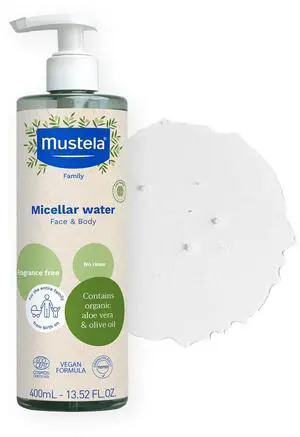 Mustela Certified Organic Micellar Cleansing Water -No-Rinse Natural Water Cleanser w/Olive Oil & Aloe Vera - For Baby, Kid & Adult - Fragrance Free, EWG Verified & Vegan -13.5 oz-Packaging may vary Mustela Certified Organic Micellar Cleansing Water -No-Rinse Natural Water Cleanser w/Olive Oil & Aloe Vera - For Baby, Kid & Adult - Fragrance Free, EWG Verified & Vegan -13.5 oz-Packaging may vary