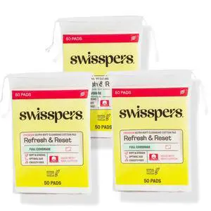 Swisspers Premium Facial Cleansing Pad, 100% Cotton, Ultra Soft, Extra Large, 50 White Pads per Reclosable Bag, 3 Bags (150 Pads Total) Swisspers Premium Facial Cleansing Pad, 100% Cotton, Ultra Soft, Extra Large, 50 White Pads per Reclosable Bag, 3 Bags (150 Pads Total)