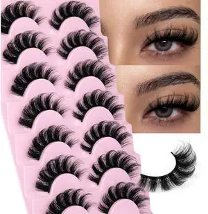 Mink Lashes Fluffy Wispy Lashes Natural Look 3D False Eyelashes D Curl Russian Strip Lashes 7 Pairs Short Fake Eyelash Pack by EYDEVRO Mink Lashes Fluffy Wispy Lashes Natural Look 3D False Eyelashes D Curl Russian Strip Lashes 7 Pairs Short Fake Eyelash Pack by EYDEVRO