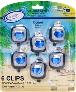 Ocean Scent Car Scent Car Air Freshener Vent Clip, 6 Count Long Lasting Up to 180 days, Natural Essential Oil Car Fragrance for Women and Men, Odor Eliminator - 4ml Each Ocean Scent Car Scent Car Air Freshener Vent Clip, 6 Count Long Lasting Up to 180 days, Natural Essential Oil Car Fragrance for Women and Men, Odor Eliminator - 4ml Each