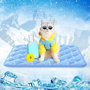 Rywell Dog Cooling Mat 2.0, Ocean Blue,24" x 18" Thick & Durable Cooling Ma for Dogs&Cats, Long-Lasting Cool with Waterproof & Color-Changing Arc-Chill Tech (Q-Max>0.5) Washable& Non-Toxic Rywell Dog Cooling Mat 2.0, Ocean Blue,24" x 18" Thick & Durable Cooling Ma for Dogs&Cats, Long-Lasting Cool with Waterproof & Color-Changing Arc-Chill Tech (Q-Max>0.5) Washable& Non-Toxic