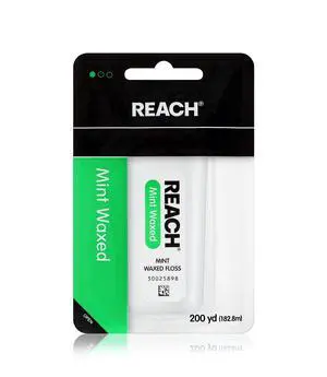 Reach Waxed Dental Floss | Effective Plaque Removal, Extra Wide Cleaning Surface | Shred Resistance & Tension, Slides Smoothly & Easily , PFAS FREE | Mint Flavored, 200 Yards, 1 Pack Reach Waxed Dental Floss | Effective Plaque Removal, Extra Wide Cleaning Surface | Shred Resistance & Tension, Slides Smoothly & Easily , PFAS FREE | Mint Flavored, 200 Yards, 1 Pack