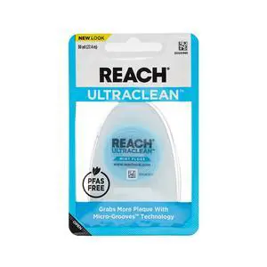 REACH Ultraclean Dental Floss, Mint, Plaque Remover for Teeth, Shred Resistant, Waxed, Easy on Gums & Teeth, Mint, Oral Care, PFAS Free, for Adults & Kids, 1 Pack, 30 yd REACH Ultraclean Dental Floss, Mint, Plaque Remover for Teeth, Shred Resistant, Waxed, Easy on Gums & Teeth, Mint, Oral Care, PFAS Free, for Adults & Kids, 1 Pack, 30 yd
