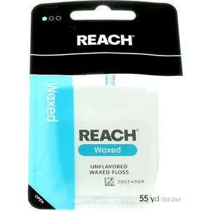 Reach Unflavored Waxed Dental Floss for Oral Care & Removal of Plaque & Food From Teeth & Gum Line, Accepted by the American Dental Association (ADA), Unflavored, 55 yds (Pack of 3) Reach Unflavored Waxed Dental Floss for Oral Care & Removal of Plaque & Food From Teeth & Gum Line, Accepted by the American Dental Association (ADA), Unflavored, 55 yds (Pack of 3)