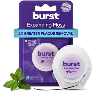 BURST Expanding Dental Floss (Mint Eucalyptus/40 Yards) | Stain Absorbing & Woven Tooth Floss with Xylitol Coating to Fight Cavities | Vegan | Paraben Free Expanding Floss BURST Expanding Dental Floss (Mint Eucalyptus/40 Yards) | Stain Absorbing & Woven Tooth Floss with Xylitol Coating to Fight Cavities | Vegan | Paraben Free Expanding Floss