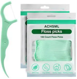 ACHSML Floss Picks - 200 Count Wear Resistant Dental Floss Picks BPA Free Durable Dental Floss Ergonomic Design 2 in 1 Tooth Picks Flossers for Teeth Cleaning 2 Pack Green ACHSML Floss Picks - 200 Count Wear Resistant Dental Floss Picks BPA Free Durable Dental Floss Ergonomic Design 2 in 1 Tooth Picks Flossers for Teeth Cleaning 2 Pack Green