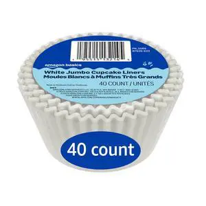 Amazon Basics White Jumbo Cupcake Liners, 40 Count, Pack of 1 Amazon Basics White Jumbo Cupcake Liners, 40 Count, Pack of 1