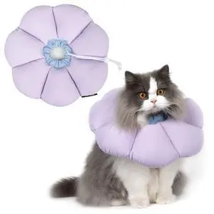 Cat Cone Collar,Cute Waterproof Cat Recovery Collar,Anti-Bite Lick Wound Healing Safety Elizabethan e Collar for Cats,Purple Flower All-Season Style Cat Cone Collar,Cute Waterproof Cat Recovery Collar,Anti-Bite Lick Wound Healing Safety Elizabethan e Collar for Cats,Purple Flower All-Season Style