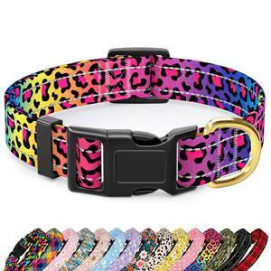 TMOODEL Reflective Dog Collar for Extra Small Dogs Cats, Cute Leopard Style Adjustable Heavy-Duty Nylon Puppy Collar for Boy and Girl Female, Soft Pet Accessories with Quick Release Buckle, Neon TMOODEL Reflective Dog Collar for Extra Small Dogs Cats, Cute Leopard Style Adjustable Heavy-Duty Nylon Puppy Collar for Boy and Girl Female, Soft Pet Accessories with Quick Release Buckle, Neon