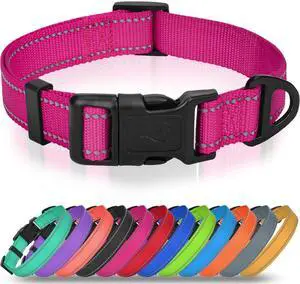 Joytale Dog Collars for Small Dogs, Feather-Light Double-Sided Reflective Nylon Collar for Night Safety, Adjustable Quick-Release for Growing Puppies, Hotpink, S (5/8" Width) Joytale Dog Collars for Small Dogs, Feather-Light Double-Sided Reflective Nylon Collar for Night Safety, Adjustable Quick-Release for Growing Puppies, Hotpink, S (5/8" Width)
