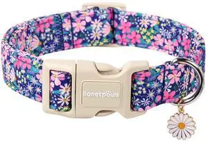 Lionet Paws Floral Dog Collar- Cute Spring Wildflowers Daisy Fleabane Dog Collars with Plastic Buckle, Light Adjustable Dog Collars for Small Medium Dogs Lionet Paws Floral Dog Collar- Cute Spring Wildflowers Daisy Fleabane Dog Collars with Plastic Buckle, Light Adjustable Dog Collars for Small Medium Dogs