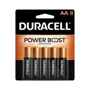 Duracell Coppertop Double AA Batteries with Power Boost Ingredients, 8 Count (Pack of 1) Long-lasting Alkaline Double AA Battery for Household and Office Devices Duracell Coppertop Double AA Batteries with Power Boost Ingredients, 8 Count (Pack of 1) Long-lasting Alkaline Double AA Battery for Household and Office Devices