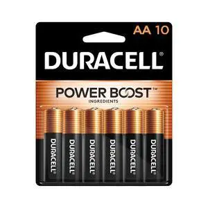 Duracell Coppertop AA Batteries with Power Boost Ingredients, 10 Count (Pack of 1) Double A Battery with Long-lasting Power, Alkaline AA Battery for Household and Office Devices Duracell Coppertop AA Batteries with Power Boost Ingredients, 10 Count (Pack of 1) Double A Battery with Long-lasting Power, Alkaline AA Battery for Household and Office Devices