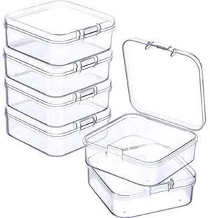 Jetec 6 Pieces Mini Plastic Clear Beads Storage Containers Box for Collecting Small Items, Beads, Jewelry, Business Cards, Game Pieces, Crafts (2.1 x 2.1 x 0.8 Inch) Jetec 6 Pieces Mini Plastic Clear Beads Storage Containers Box for Collecting Small Items, Beads, Jewelry, Business Cards, Game Pieces, Crafts (2.1 x 2.1 x 0.8 Inch)
