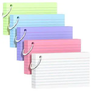 250 Count Colored Index Cards 3x5 Inch with Key Ring, 180gsm Heavy Weight Flash Cards 5 Color (50 Sheets Each) Portable Note Taking for Students, Teachers, Study Note Cards for Office School Supplies 250 Count Colored Index Cards 3x5 Inch with Key Ring, 180gsm Heavy Weight Flash Cards 5 Color (50 Sheets Each) Portable Note Taking for Students, Teachers, Study Note Cards for Office School Supplies