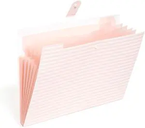 U Brands Poly 6 Pocket Expandable Folder with Tabs, Preppy Pink Stripes, 1 Count, Letter Size, 1/5-cut tabs and 14 Blank Adhesive Labels U Brands Poly 6 Pocket Expandable Folder with Tabs, Preppy Pink Stripes, 1 Count, Letter Size, 1/5-cut tabs and 14 Blank Adhesive Labels