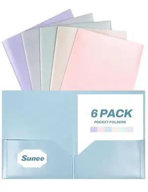 SUNEE Folders with Pockets (6 Pack, Pastel Colors), Plastic Folder with Pocket, Poly Folder for Documents Letter Size, 2 Pocket Folders for Kids, Home, School, Office SUNEE Folders with Pockets (6 Pack, Pastel Colors), Plastic Folder with Pocket, Poly Folder for Documents Letter Size, 2 Pocket Folders for Kids, Home, School, Office