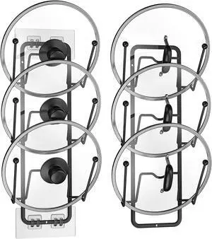 Carry360 2 Pack Pot Lid Organizer for Cabinet, 2 in 1 Wall Mount & Adhesive Pot Lid Holder Rack for Kitchen Storage 6 Tier Pan Lid Organizer for Easy & Tidy Kitchen Organization Carry360 2 Pack Pot Lid Organizer for Cabinet, 2 in 1 Wall Mount & Adhesive Pot Lid Holder Rack for Kitchen Storage 6 Tier Pan Lid Organizer for Easy & Tidy Kitchen Organization