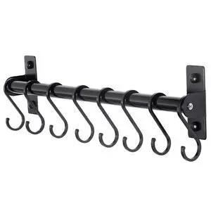 Dseap Kitchen Utensil Holder Hanger, Pot and Pan Rack Wall Mounted, Kitchen Rail with 8 Hooks for Hanging Cooking Utensils, Mugs, Spoons, Wall Mounted, Black Dseap Kitchen Utensil Holder Hanger, Pot and Pan Rack Wall Mounted, Kitchen Rail with 8 Hooks for Hanging Cooking Utensils, Mugs, Spoons, Wall Mounted, Black
