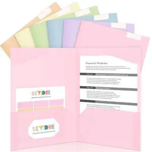 Folders with Pockets and Tabs, 6 Pack Plastic File Folders with 18 Labels, Letter Size School Folders with Pockets, Color-Coded Project Folders for School, Home and Office Soft Pastels Colors Folders with Pockets and Tabs, 6 Pack Plastic File Folders with 18 Labels, Letter Size School Folders with Pockets, Color-Coded Project Folders for School, Home and Office Soft Pastels Colors