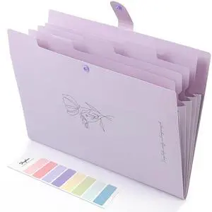 SKYDUE Expanding File Organizer with 5 Pockets, Accordion File Folders with Labels, Portable Document Paper Bill Receipt Organizer, Home College School Office Supplies, Letter Size, Lilac SKYDUE Expanding File Organizer with 5 Pockets, Accordion File Folders with Labels, Portable Document Paper Bill Receipt Organizer, Home College School Office Supplies, Letter Size, Lilac