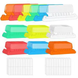 File Folder Tabs, 60+120 Sets Multicolor Hanging Folder Tabs With Inserts, 2 Inch Clear Plastic for Quick Identification File Folder Tabs, 60+120 Sets Multicolor Hanging Folder Tabs With Inserts, 2 Inch Clear Plastic for Quick Identification