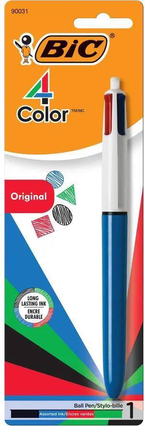 BIC 4-Color Retractable Ballpoint Pen with 1.0 mm Medium Point, 1-Count in Assorted Ink Colors BIC 4-Color Retractable Ballpoint Pen with 1.0 mm Medium Point, 1-Count in Assorted Ink Colors