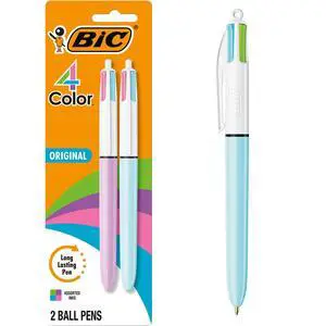 BIC 4 Color Fashion Retractable Ballpoint Pen with 1.0 mm Medium Point and Assorted Ink, 2-Count Pack in Multicolor BIC 4 Color Fashion Retractable Ballpoint Pen with 1.0 mm Medium Point and Assorted Ink, 2-Count Pack in Multicolor