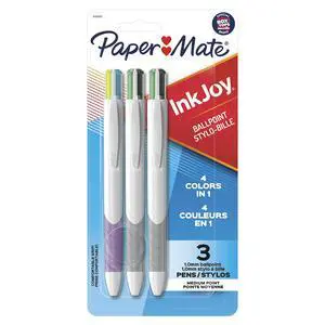 Paper Mate InkJoy Quatro Retractable Ballpoint Pens, 4 Colors in 1 Pen, Medium Point (1.0mm), 3 Count - Convenient, Note-Taking, Comfortable Grip, Ultra Smooth Ink Paper Mate InkJoy Quatro Retractable Ballpoint Pens, 4 Colors in 1 Pen, Medium Point (1.0mm), 3 Count - Convenient, Note-Taking, Comfortable Grip, Ultra Smooth Ink