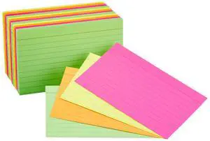 Amazon Basics Ruled Index Flash Cards for Studying and Note Taking, Color Coding, Assorted Neon Colors, 3" x 5", 300-Count Amazon Basics Ruled Index Flash Cards for Studying and Note Taking, Color Coding, Assorted Neon Colors, 3" x 5", 300-Count