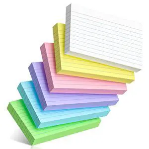 300 Count Colored Index Cards 3 x 5 Inch Ruled Index Cards, Flash Cards College Ruled for School, College, Office and Home Organization, Durable Study To Do List Note Cards with Ruled Lines 300 Count Colored Index Cards 3 x 5 Inch Ruled Index Cards, Flash Cards College Ruled for School, College, Office and Home Organization, Durable Study To Do List Note Cards with Ruled Lines