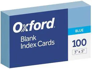 Oxford Blank Color Index Cards, 3" x 5", Blue, 100 Per Pack (7320 BLU) Oxford Blank Color Index Cards, 3" x 5", Blue, 100 Per Pack (7320 BLU)