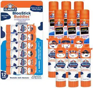 Elmer's Glue Sticks Combo Pack, BlooStick Buddies & Disappearing Purple, 6 Grams, 12 Count - Kids School Supplies, Arts & Crafts, #1 Teacher Brand Elmer's Glue Sticks Combo Pack, BlooStick Buddies & Disappearing Purple, 6 Grams, 12 Count - Kids School Supplies, Arts & Crafts, #1 Teacher Brand