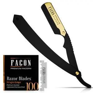 Facón Straight Razors for Men - Professional Barber Straight Edge Razor Kit with 100 Blades, Classic Stainless Steel Barbero Shaver for a Smooth & Precise Shave, Premium Barber Razor for Men's Shaving Facón Straight Razors for Men - Professional Barber Straight Edge Razor Kit with 100 Blades, Classic Stainless Steel Barbero Shaver for a Smooth & Precise Shave, Premium Barber Razor for Men's Shaving