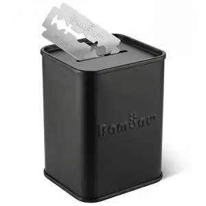 Bambaw Safety Razor Blade Disposal Container for Safety Razor Blades, High Capacity, Compact & Sealed Bank with One-Way Slot, Made of Tin-Plated Steel (Black) Bambaw Safety Razor Blade Disposal Container for Safety Razor Blades, High Capacity, Compact & Sealed Bank with One-Way Slot, Made of Tin-Plated Steel (Black)