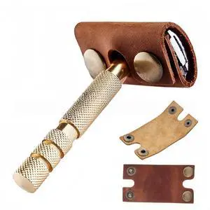 Genuine Cowhide Leather Case for Manual Safety Razor, Double Edge/Butterfly Razor Head Protective Cover, Travel Portable Shaving Razor Accessories (Standard) Genuine Cowhide Leather Case for Manual Safety Razor, Double Edge/Butterfly Razor Head Protective Cover, Travel Portable Shaving Razor Accessories (Standard)