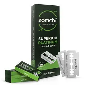 ZOMCHI Double Edge Razor Blades, 50 Count Platinum Coated Refills ZOMCHI Double Edge Razor Blades, 50 Count Platinum Coated Refills
