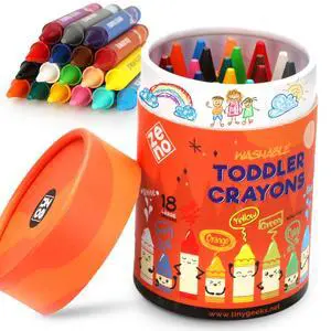 ZENO 18-Color Jumbo Crayons Non-Toxic and Washable for Toddlers (1-3) & Kids (4-8) Easy-to-Hold Large Crayons, Perfect for Travel, Art, and Early Childhood Activities ZENO 18-Color Jumbo Crayons Non-Toxic and Washable for Toddlers (1-3) & Kids (4-8) Easy-to-Hold Large Crayons, Perfect for Travel, Art, and Early Childhood Activities
