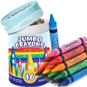 16 Colors Jumbo Crayons for Toddlers, Washable Easy to Hold Large Crayons for Kids Ages 4-8, Non-Toxic Crayon for School Art Supplies, Classroom Must Haves, Birthday Easter Gifts for Boys Girls 16 Colors Jumbo Crayons for Toddlers, Washable Easy to Hold Large Crayons for Kids Ages 4-8, Non-Toxic Crayon for School Art Supplies, Classroom Must Haves, Birthday Easter Gifts for Boys Girls