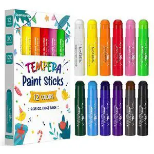 JUPITEARTH Paint Sticks for Kids 12 Colors, Quick Drying, Smooth, Non-Toxic and Washable Solid Tempera Paint Sticks with 120 PDF Coloring Pages and 30 Stickers, Toddler Art Supplies for Drawing JUPITEARTH Paint Sticks for Kids 12 Colors, Quick Drying, Smooth, Non-Toxic and Washable Solid Tempera Paint Sticks with 120 PDF Coloring Pages and 30 Stickers, Toddler Art Supplies for Drawing