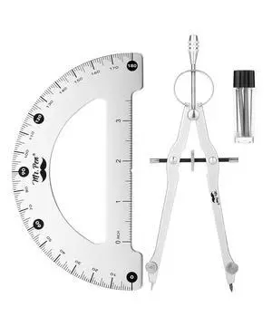 Mr. Pen- Metal Protractor and Metal Compass Set, Compass for Geometry Mr. Pen- Metal Protractor and Metal Compass Set, Compass for Geometry